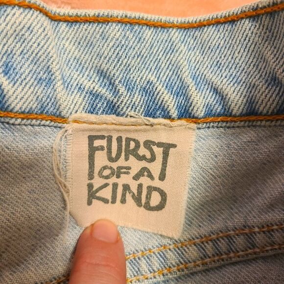 Vintage 90s Levis Jean Shorts Made in USA Light Wash Embellished Furst of a Kind - Picture 7 of 11